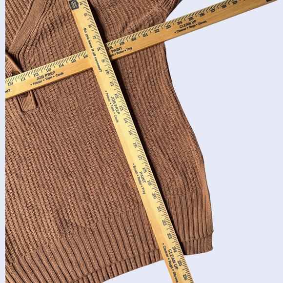 SO Size S Y2K Cozy Sweater Tan Ribbed Knit Crew Neck Long Sleeve - Picture 4 of 7